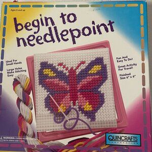 Quincrafts Begin to Needlepoint Craft Kit #18506 Butterfly New Open Box